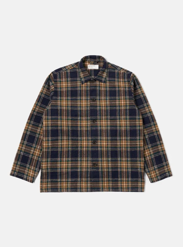 Easy Jacket In NavyGreen Lake Cotton Men Universal Works Overshirts