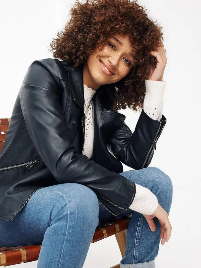 Fat Face Coats and Jackets Black Leather Bethany Biker Jacket 8211 Women