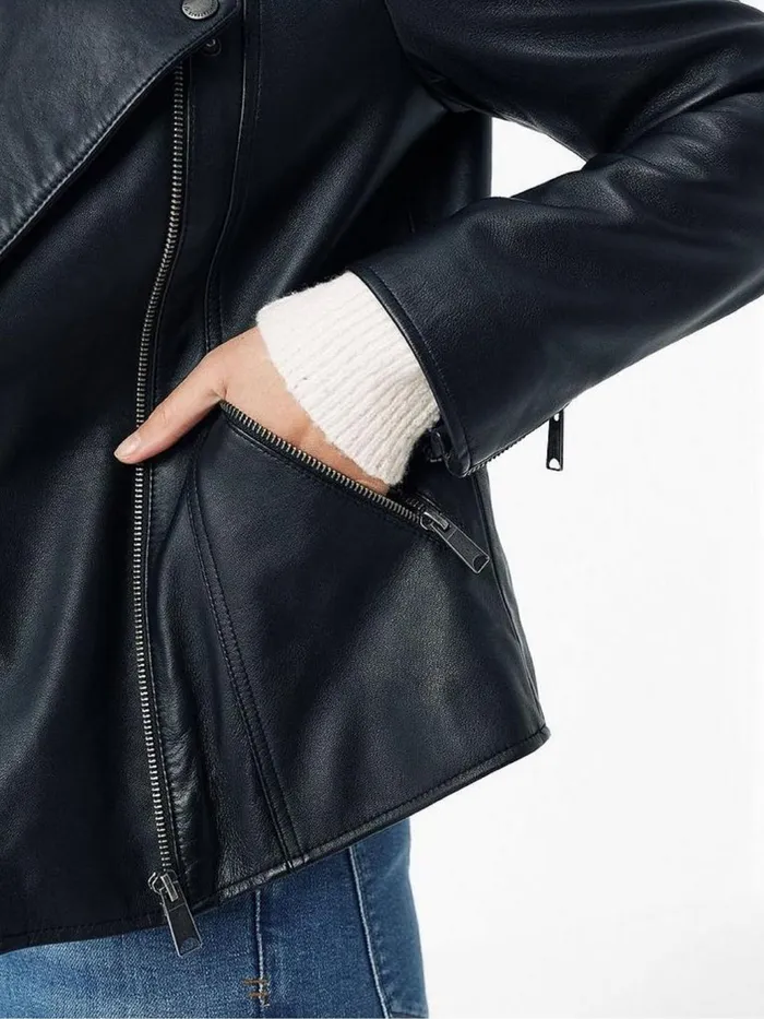 Fat Face Coats and Jackets Black Leather Bethany Biker Jacket 8211 Women