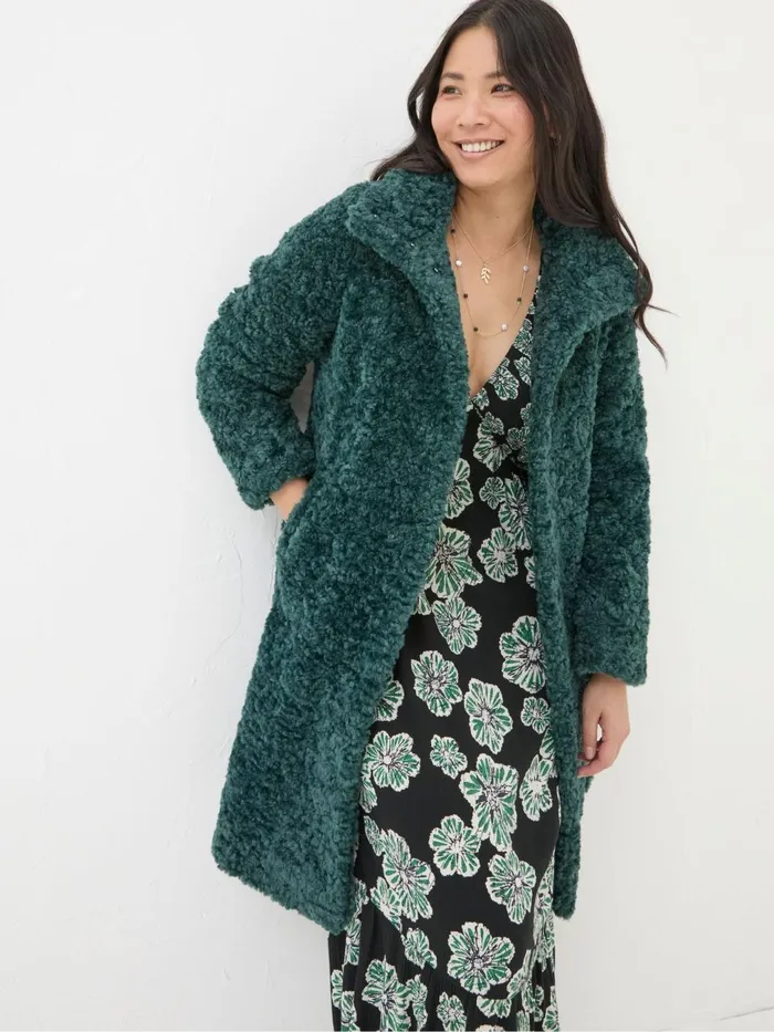 Fat Face Coats and Jackets Catie Green Teddy Coat 8211 Women