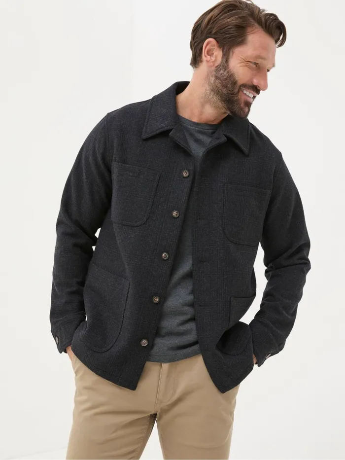 Fat Face Coats and Jackets Dark Grey Wool Check Worker Jacket 8211 Men