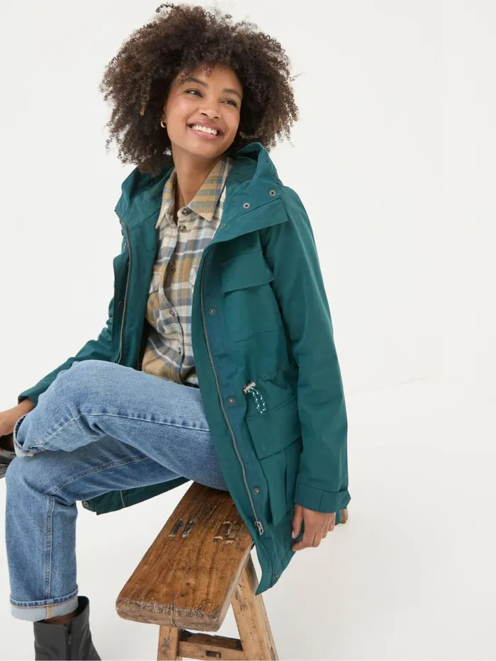 Fat Face Coats and Jackets Tiegan Teal Blue Waterproof Coat 8211 Women