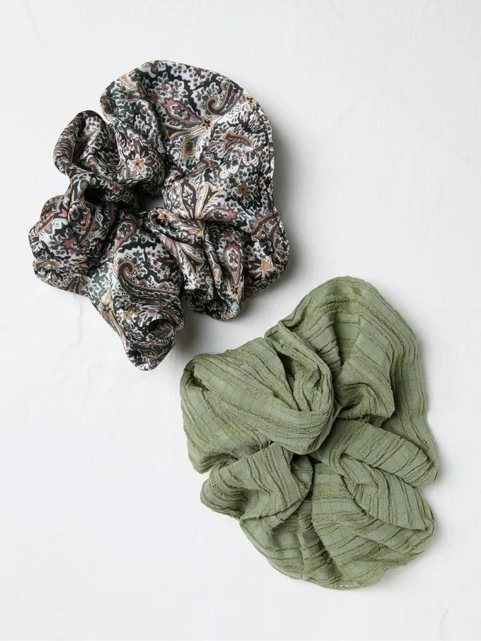 Fat Face Hair Accessories Green 2 Pack Paisley Scrunchies 8211 Women