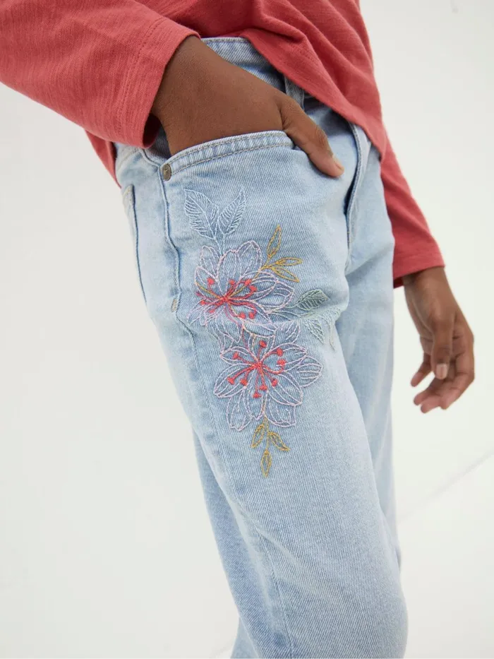 Fat Face Jeans and Leggings Blue Embroidered Denim Jeans 8211 Kids