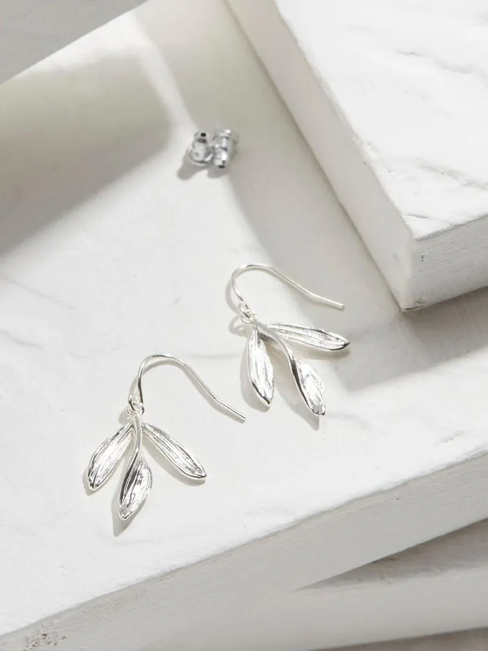 Fat Face Jewellery Silver Tone Large Leaf Earring 8211 Women