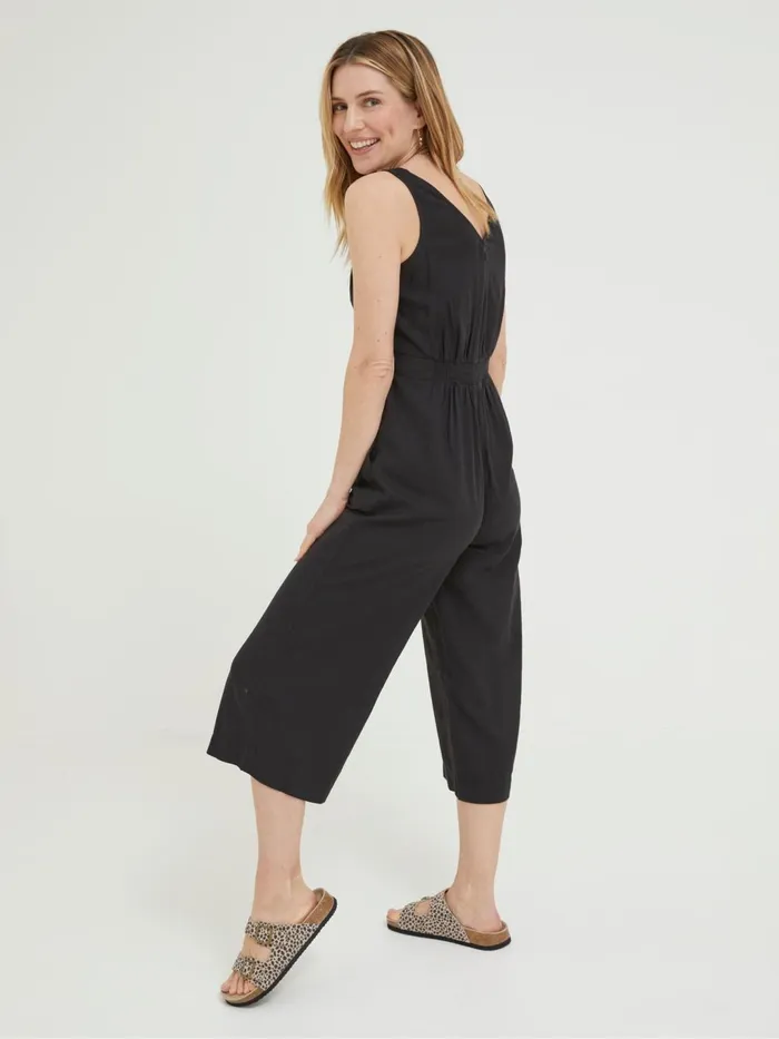 Fat Face Jumpsuits and Playsuits Black Linen Blend Aderyn Jumpsuit 8211 Women