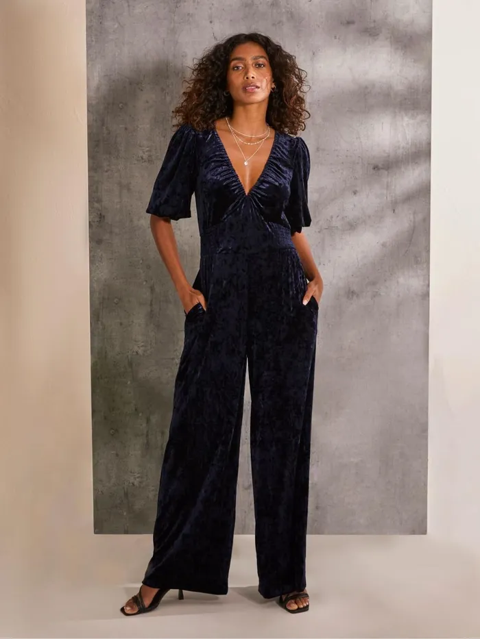 Fat Face Jumpsuits and Playsuits Greta Blue Velvet Jumpsuit 8211 Women