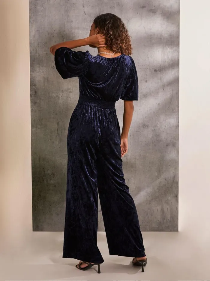 Fat Face Jumpsuits and Playsuits Greta Blue Velvet Jumpsuit 8211 Women