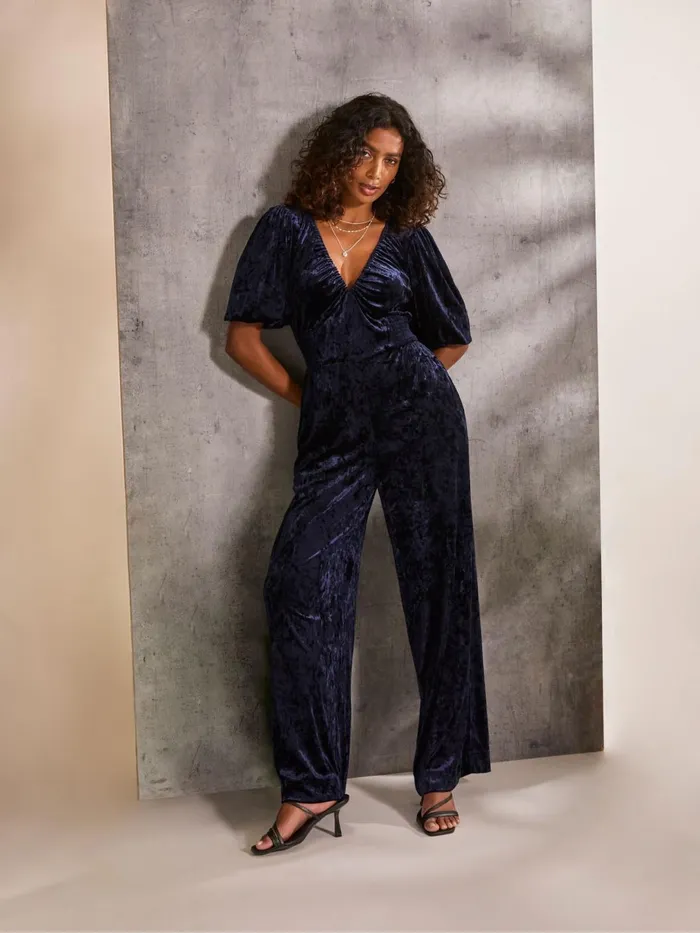 Fat Face Jumpsuits and Playsuits Greta Blue Velvet Jumpsuit 8211 Women