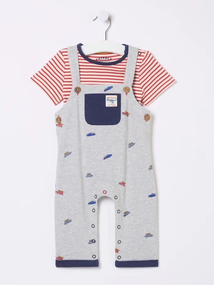 Fat Face Jumpsuits and Playsuits Grey Car Printed Jersey Dungarees Set 8211 Kids