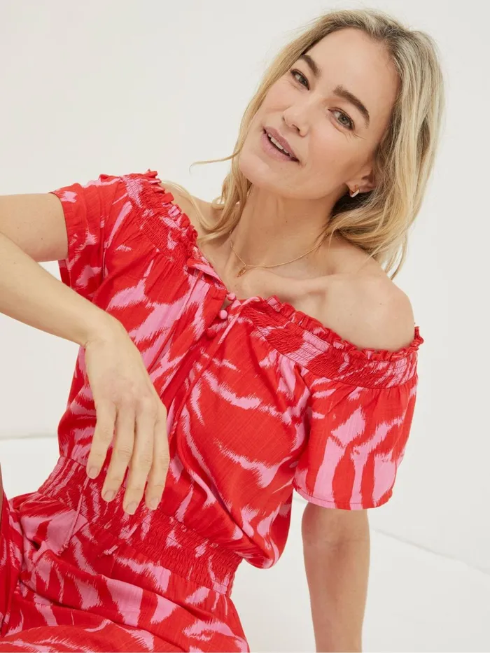 Fat Face Jumpsuits and Playsuits Red Palmer Leaves Playsuit 8211 Women