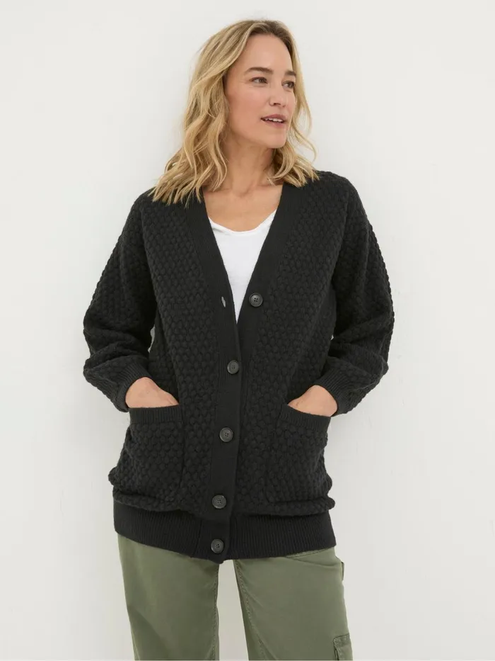 Fat Face Knitwear Ali Black VNeck Cardigan 8211 Women