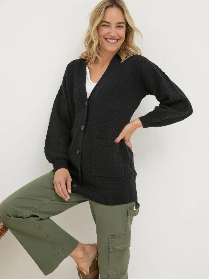 Fat Face Knitwear Ali Black VNeck Cardigan 8211 Women