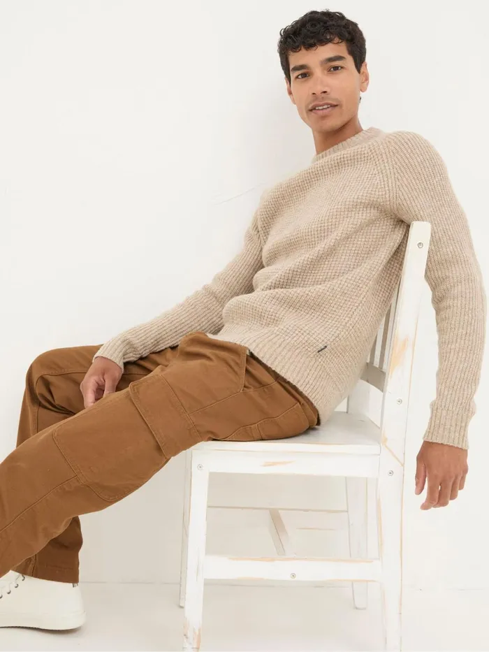 Fat Face Knitwear Calder Natural Crew Neck Jumper 8211 Men
