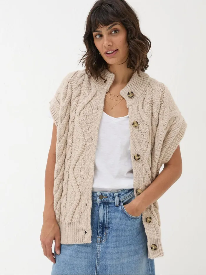 Fat Face Knitwear Neutral Livia Tank Cardigan 8211 Women