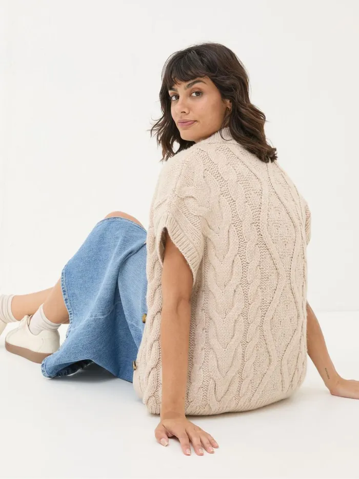 Fat Face Knitwear Neutral Livia Tank Cardigan 8211 Women