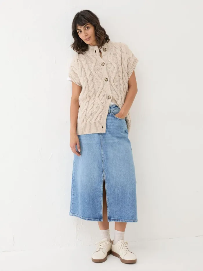 Fat Face Knitwear Neutral Livia Tank Cardigan 8211 Women