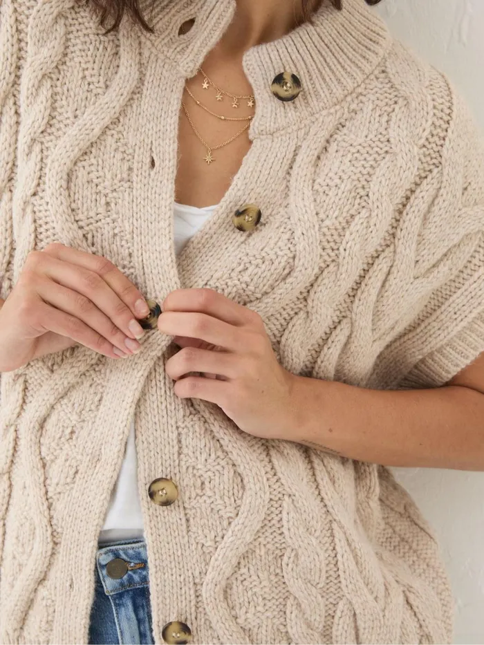 Fat Face Knitwear Neutral Livia Tank Cardigan 8211 Women