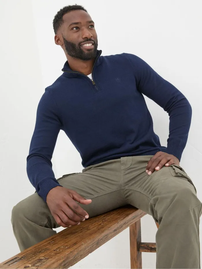 Fat Face Knitwear Rye Navy Blue HalfNeck 8211 Men