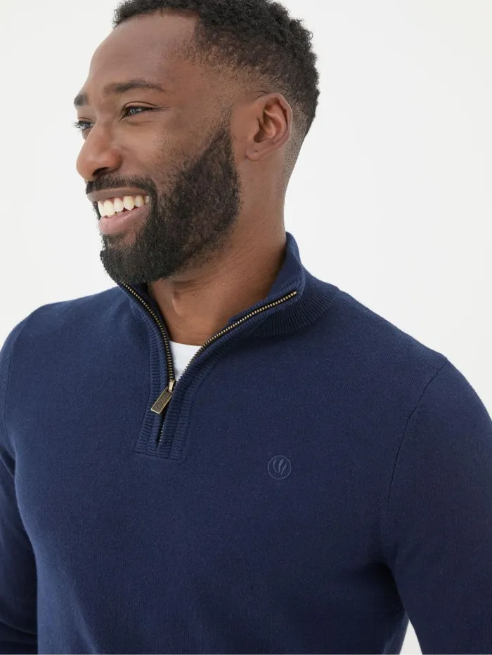 Fat Face Knitwear Rye Navy Blue HalfNeck 8211 Men