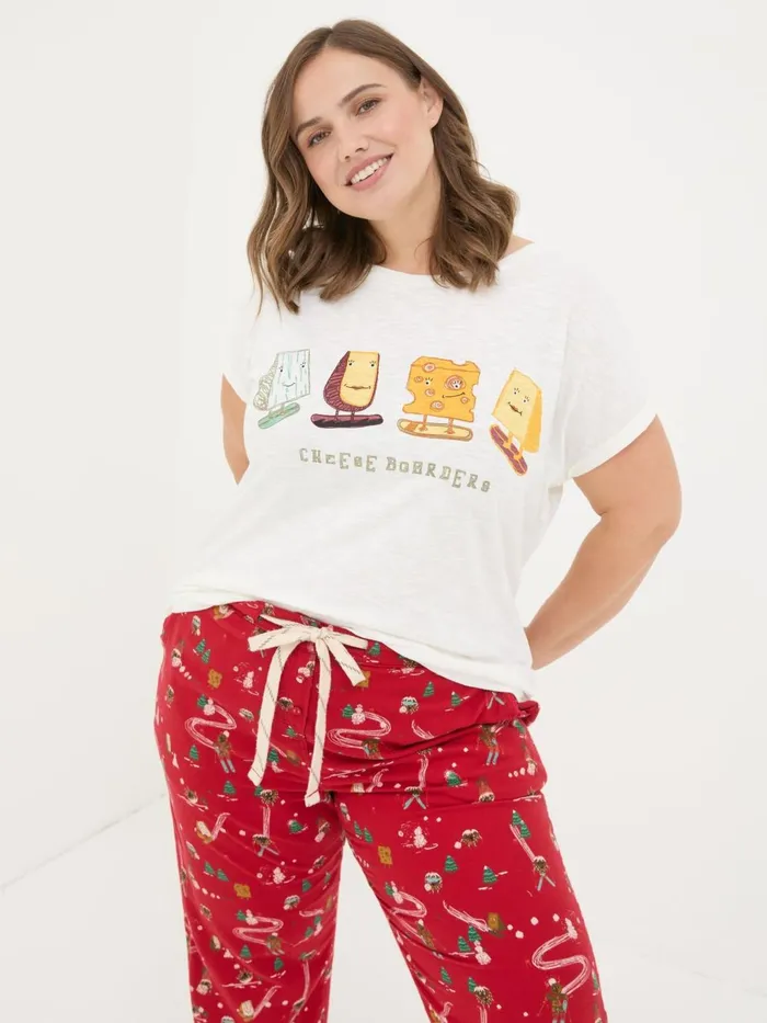 Fat Face Pyjamas and Nightwear Ivory Cheese Graphic TShirt 8211 Women