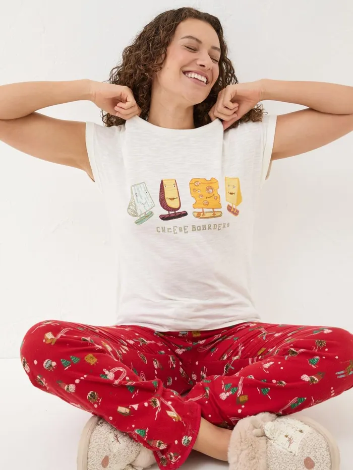Fat Face Pyjamas and Nightwear Ivory Cheese Graphic TShirt 8211 Women
