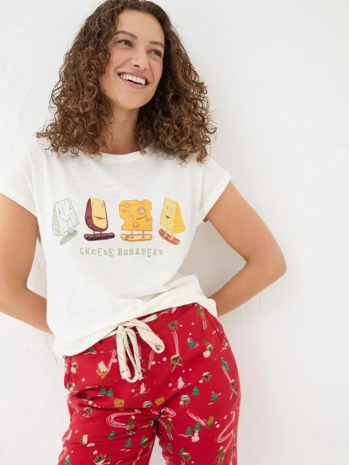 Fat Face Pyjamas and Nightwear Ivory Cheese Graphic TShirt 8211 Women