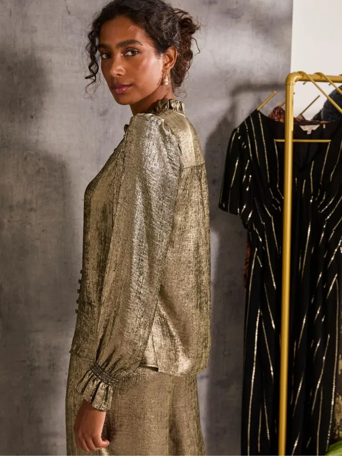 Fat Face Shirts and Blouses Bria Gold Bria Metallic Blouse 8211 Women