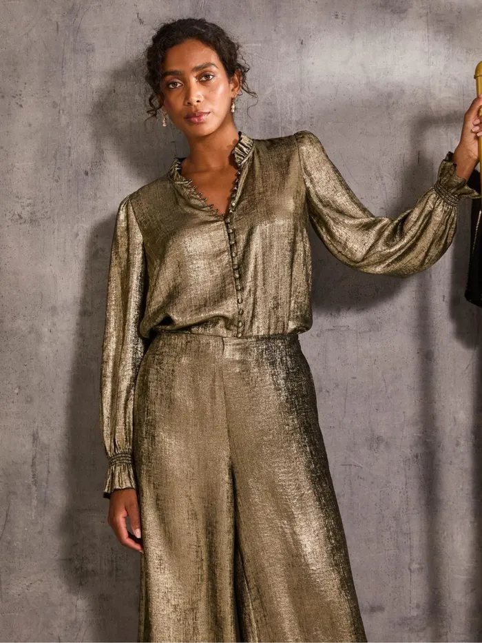 Fat Face Shirts and Blouses Bria Gold Bria Metallic Blouse 8211 Women