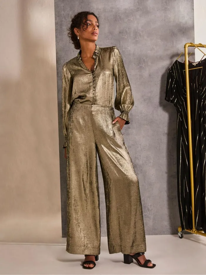 Fat Face Shirts and Blouses Bria Gold Bria Metallic Blouse 8211 Women
