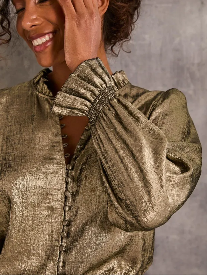 Fat Face Shirts and Blouses Bria Gold Bria Metallic Blouse 8211 Women