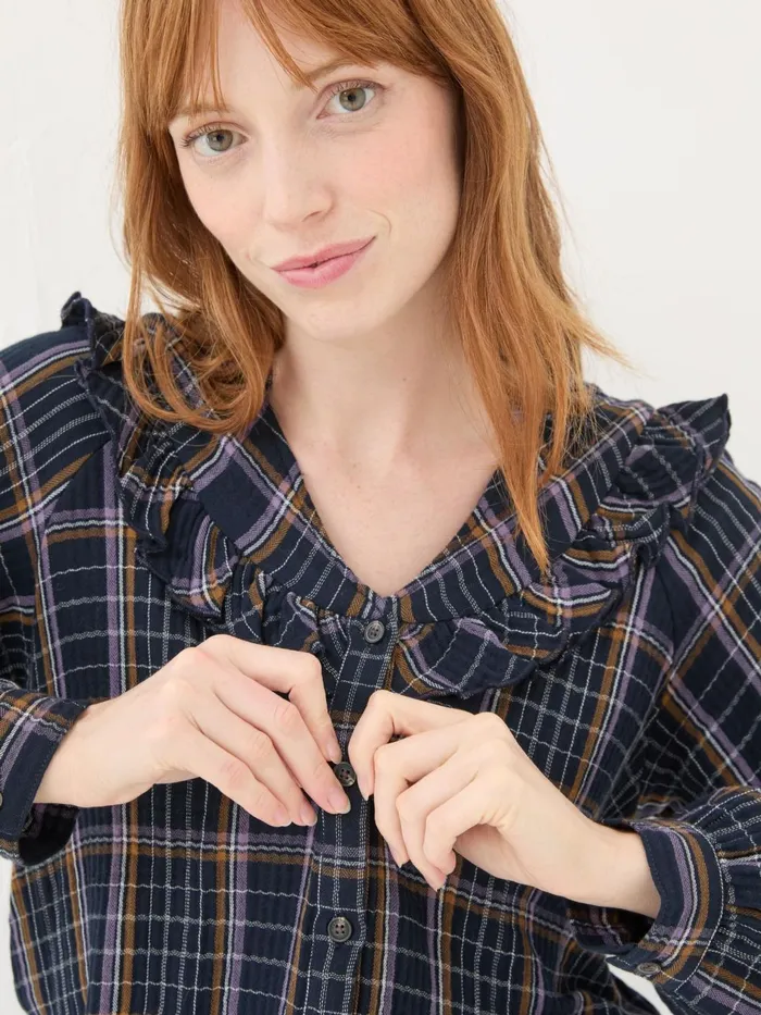 Fat Face Shirts and Blouses Navy 100 Cotton Nina Ruffle Blouse 8211 Women Fat Face Shirts and Blouses Navy 100 Cotton Nina Ruffle Blouse 8211 Women