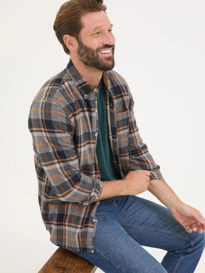 Fat Face Shirts Grey Long Sleeve Selby Check 100 Cotton Shirt 8211 Men