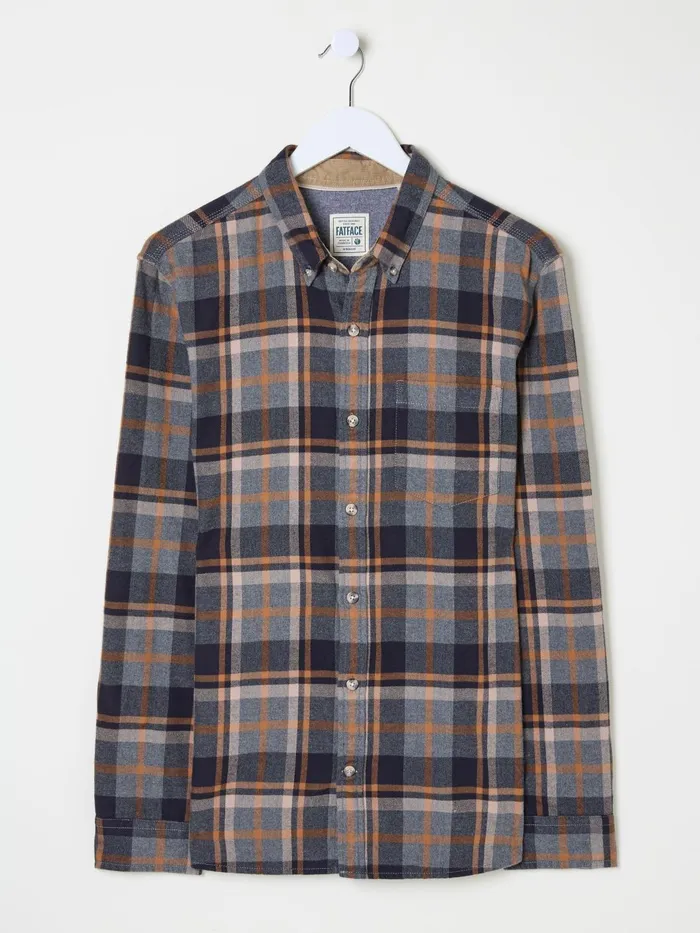 Fat Face Shirts Grey Long Sleeve Selby Check 100 Cotton Shirt 8211 Men
