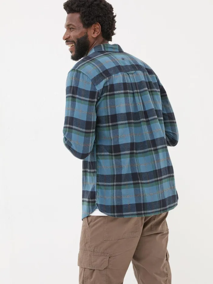 Fat Face Shirts Teal Blue Long Sleeve Selby Check 100 Cotton Shirt 8211 Men