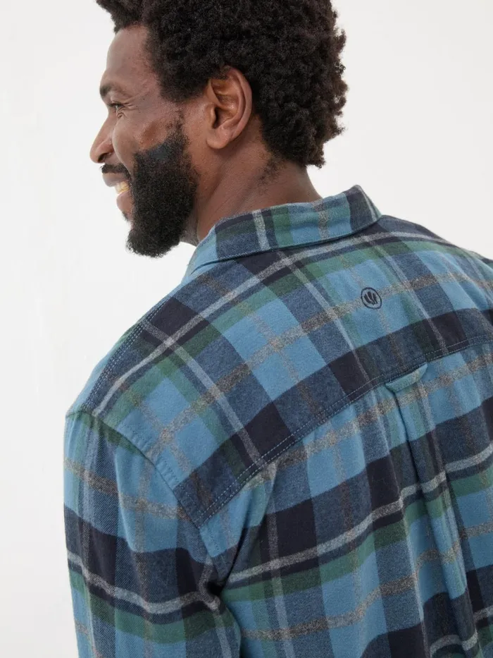 Fat Face Shirts Teal Blue Long Sleeve Selby Check 100 Cotton Shirt 8211 Men