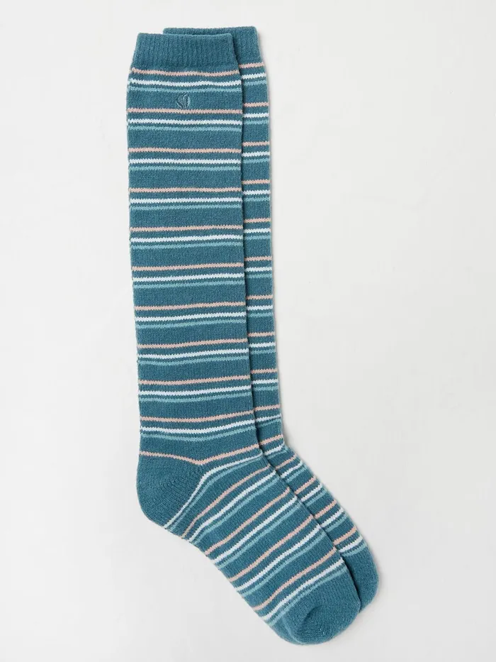 Fat Face Socks and Tights Blue Teal Stripe Supersoft Knee High Socks 8211 Women