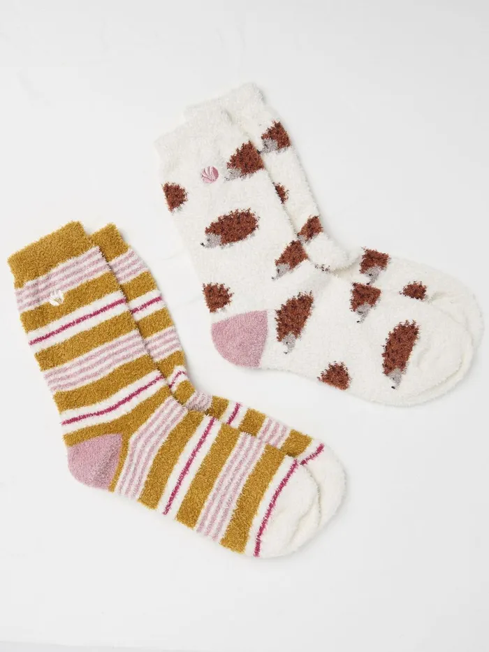 Fat Face Socks and Tights Cream Cosy Hedgehog Socks 2 Pairs 8211 Women