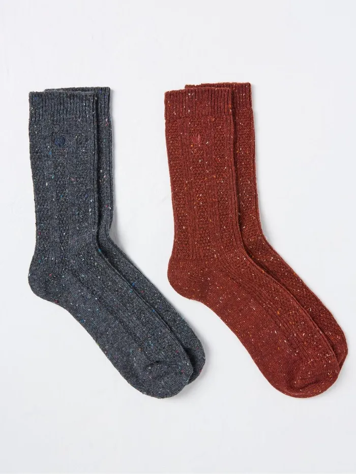 Fat Face Socks Orange Nep Boot Socks 2 Pack 8211 Men