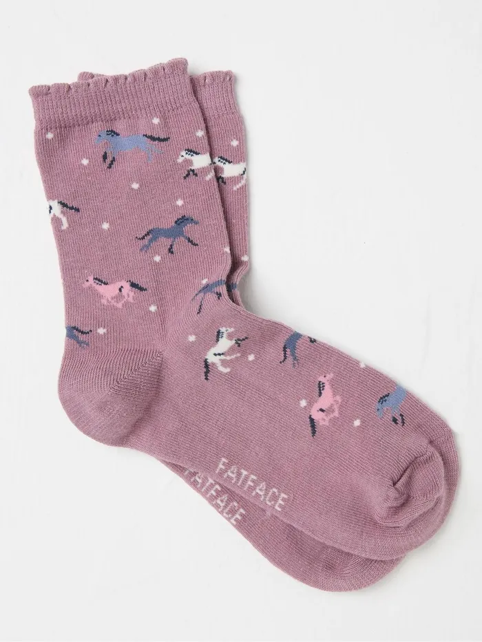 Fat Face Socks Pink Horse Socks 1 Pack 8211 Kids