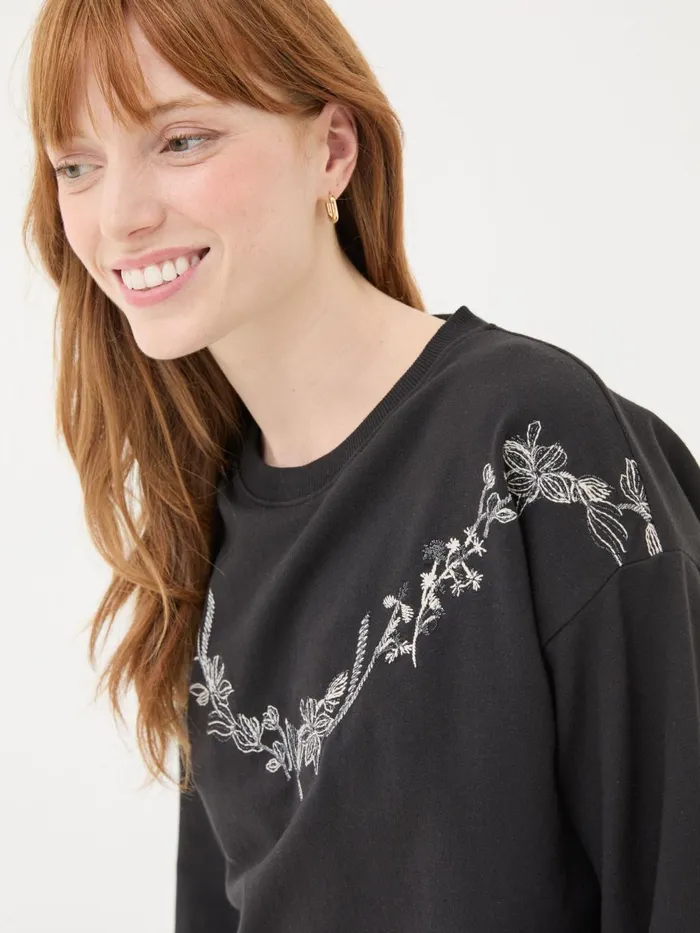 Fat Face Sweatshirts and Hoodies Black Embroidered Crew Sweat Top 8211 Women Fat Face Sweatshirts and Hoodies Black Embroidered Crew Sweat Top 8211 Women