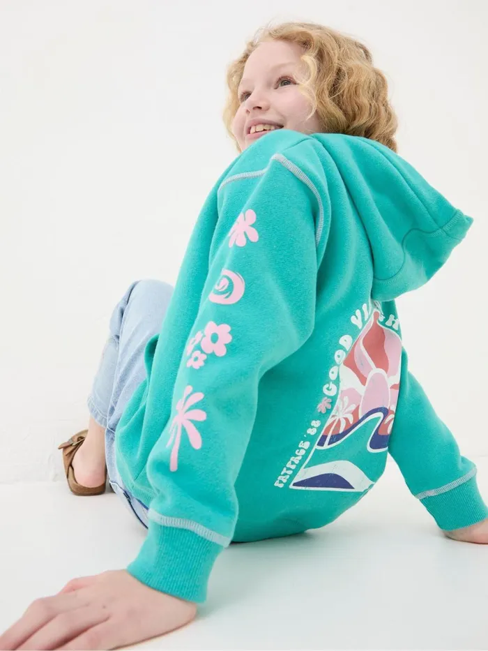 Fat Face Sweatshirts and Hoodies Blue Good Vibes Popover Hoodie 8211 Kids