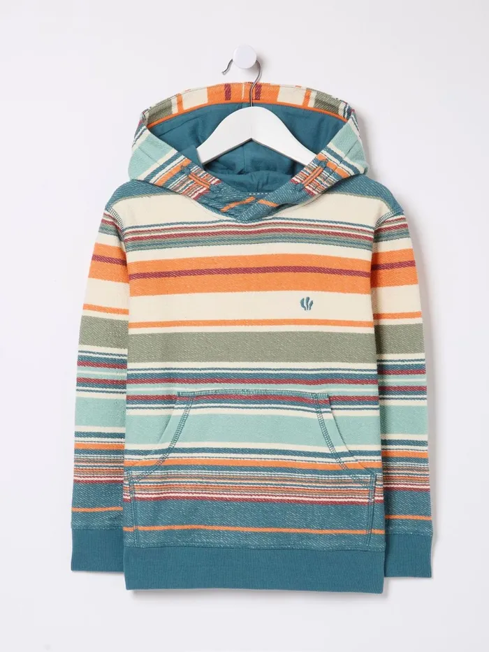 Fat Face Sweatshirts and Hoodies Blue Trescowe Stripe Popover Hoodie 8211 Kids