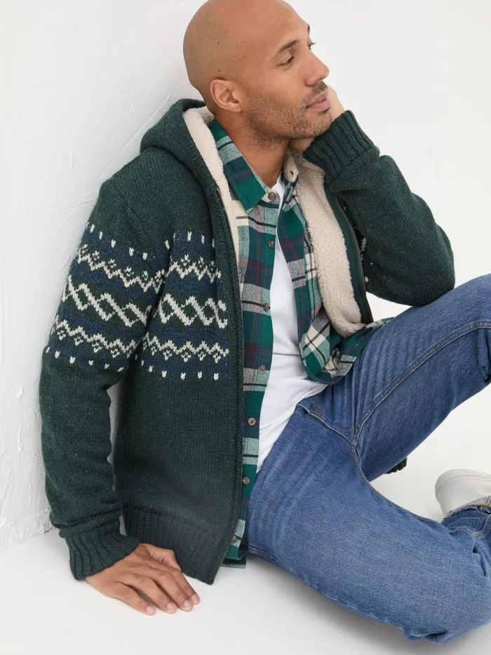 Fat Face Sweatshirts and Hoodies Dark Green Findon Knitted Pattern Hoodie 8211 Men Fat Face Sweatshirts and Hoodies Dark Green Findon Knitted Pattern Hoodie 8211 Men