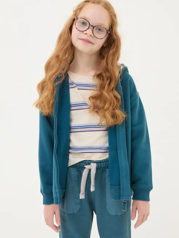 Fat Face Sweatshirts and Hoodies Dark Teal Blue Owl Zip Through Hoodie 8211 Kids