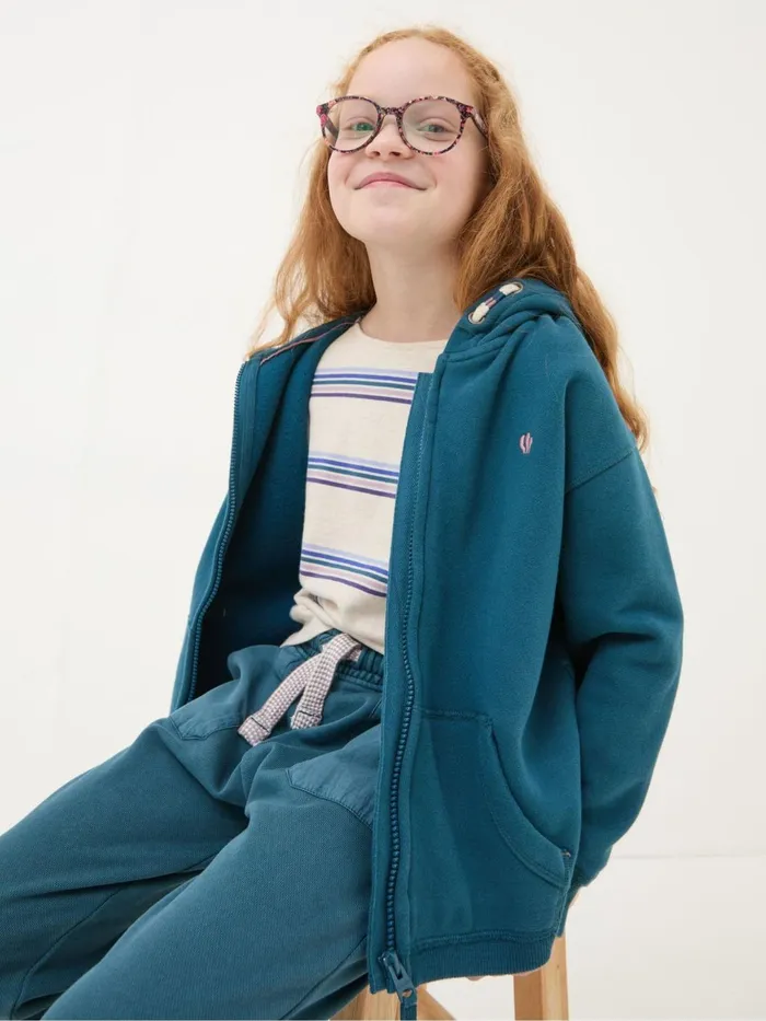 Fat Face Sweatshirts and Hoodies Dark Teal Blue Owl Zip Through Hoodie 8211 Kids