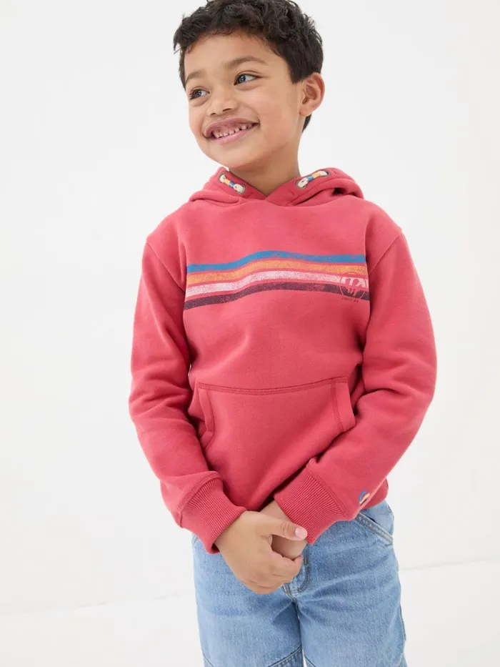 Fat Face Sweatshirts and Hoodies Red Chest Stripe Popover Hoodie 8211 Kids