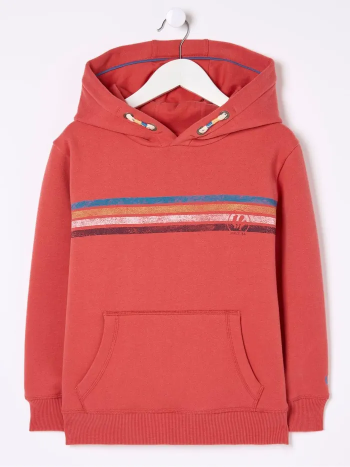 Fat Face Sweatshirts and Hoodies Red Chest Stripe Popover Hoodie 8211 Kids