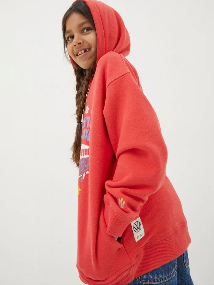 Fat Face Sweatshirts and Hoodies Textured Stripe Red Popover Hoodie 8211 Kids