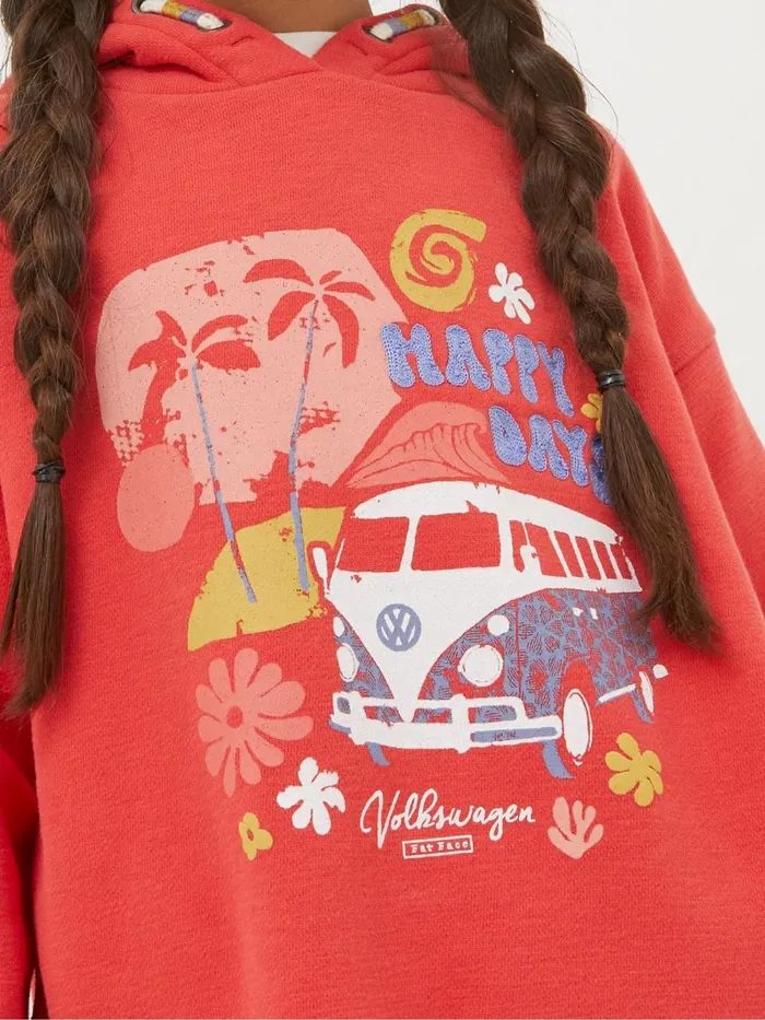 Fat Face Sweatshirts and Hoodies Textured Stripe Red Popover Hoodie 8211 Kids